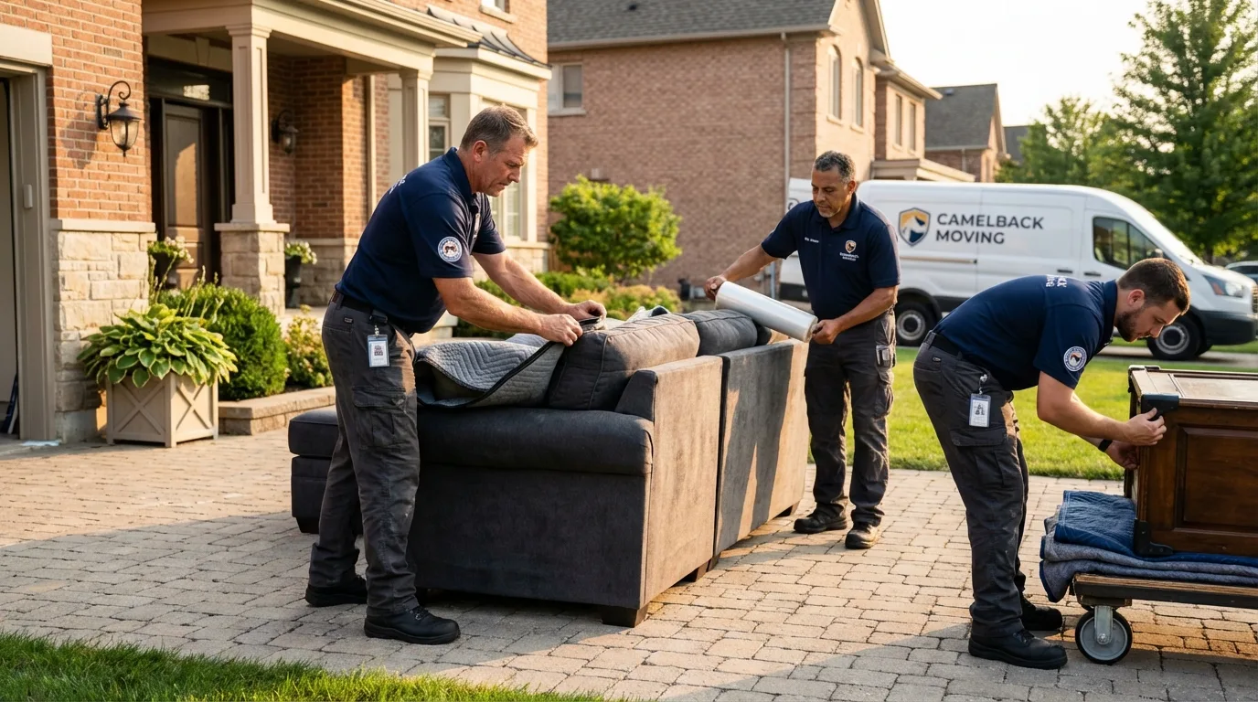 Large estate moving crew wrapping furniture in Hudson, NC